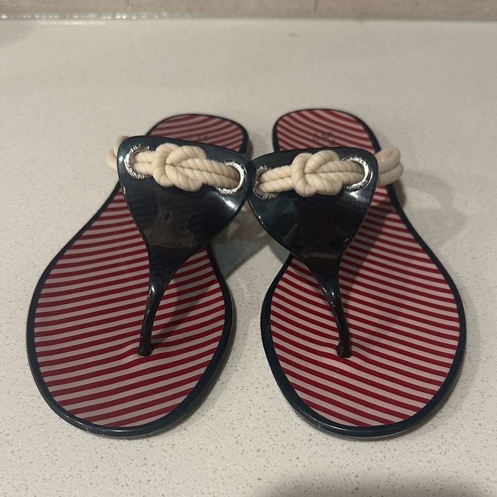 Sperry Red and Navy Striped Knot Sandals